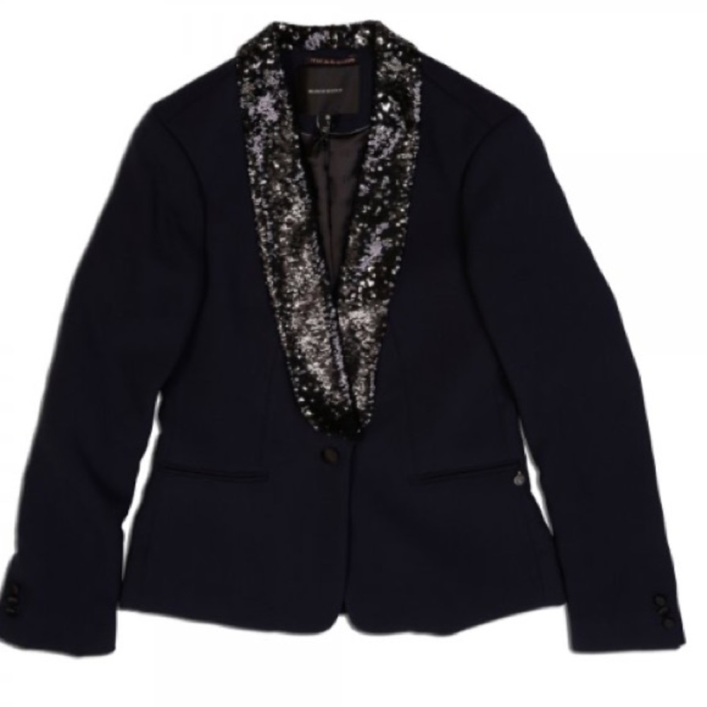 SCOTCH SODA MAISON SCOTCH women single button navy blue W/ sequence coll…